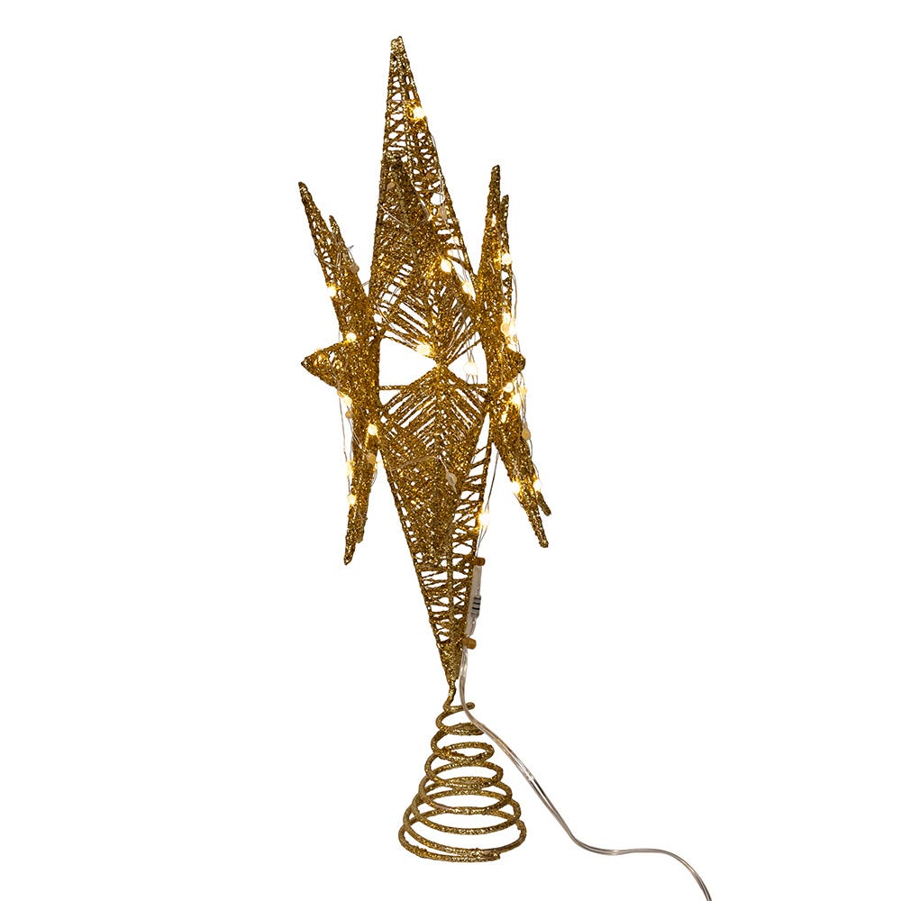 Kurt Adler 15-Inch Twinkling LED Gold Starburst Tree Topper