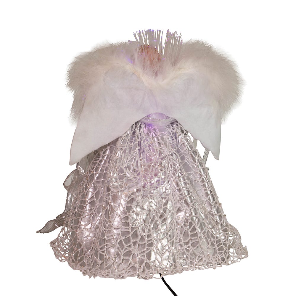 Kurt Adler 12-Inch CUL Fiber Optic LED Silver Angel Tree Topper