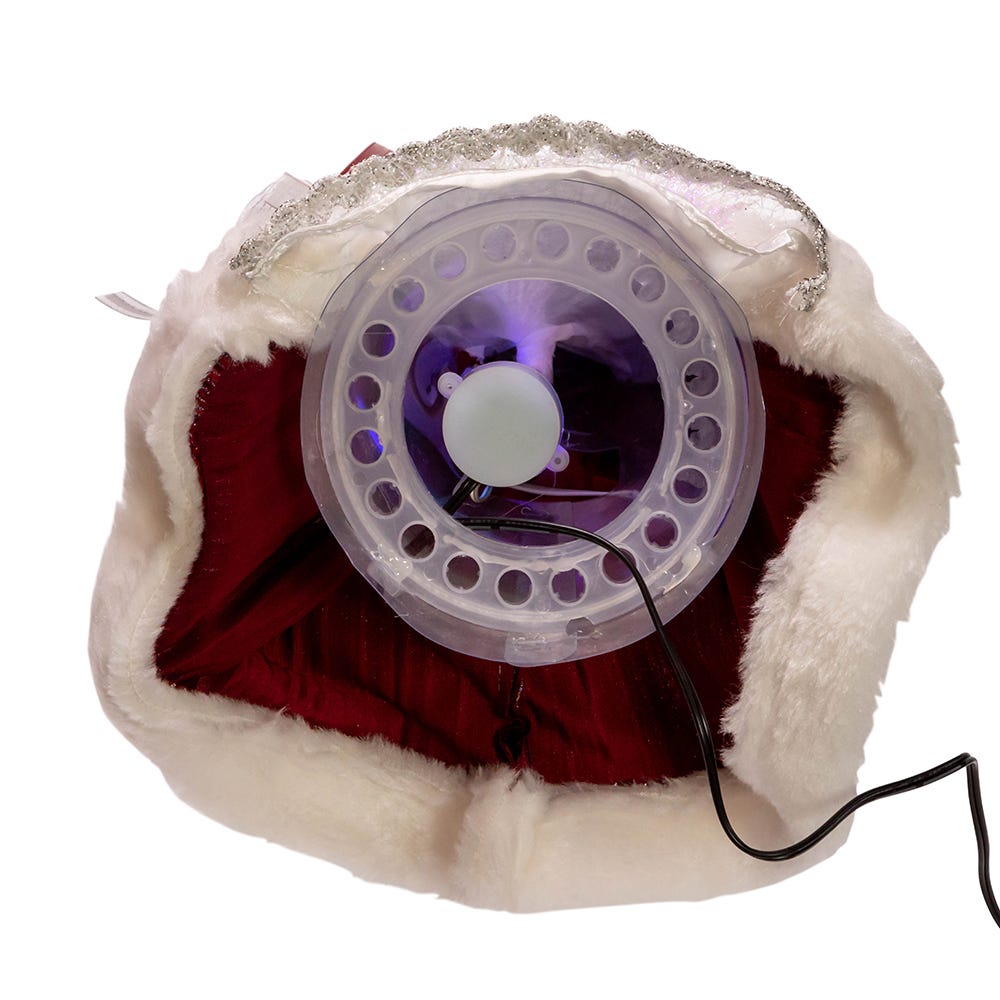 Kurt Adler 12-Inch White, Silver and Burgundy Angel Tree Topper with Fiberoptic LED Lights