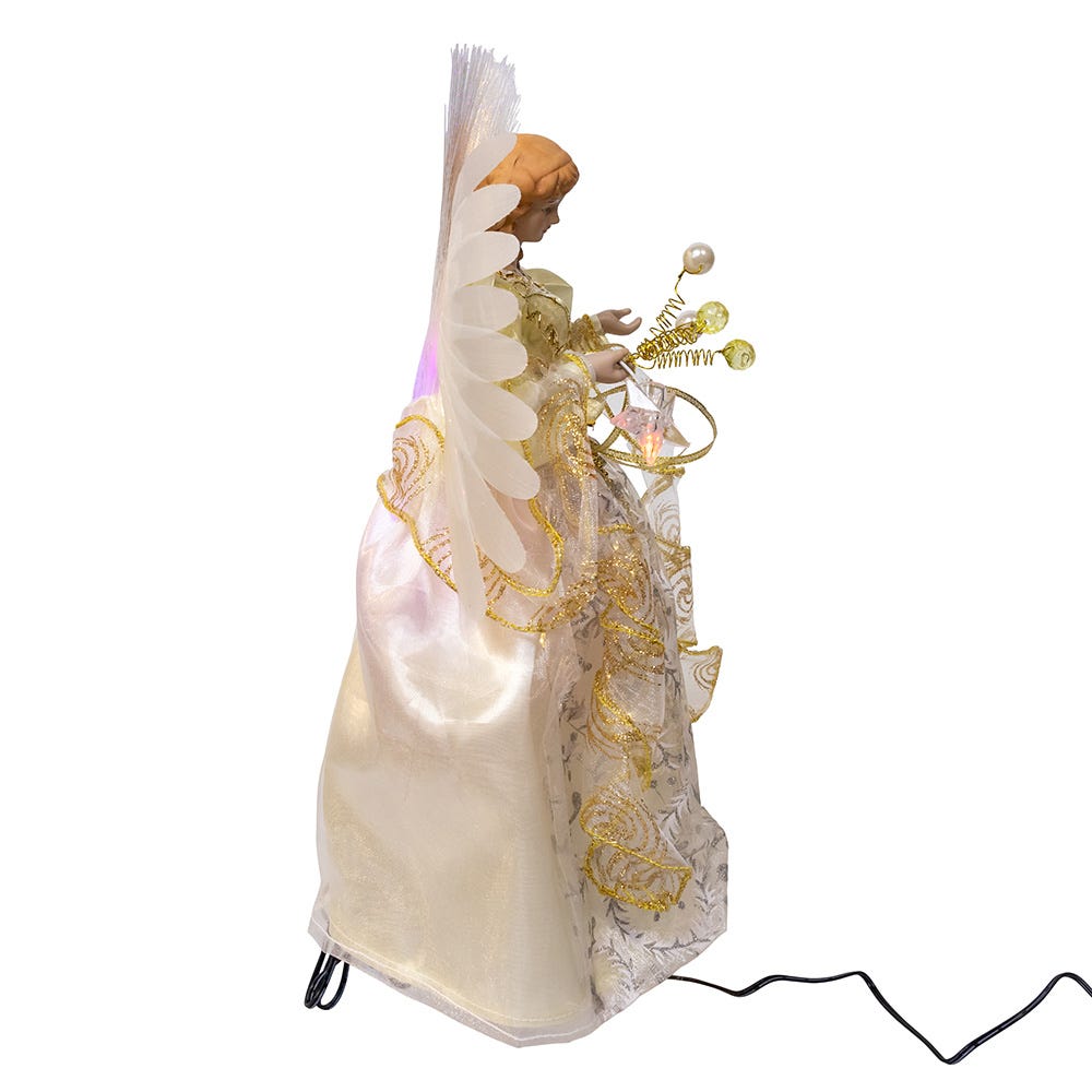 Kurt Adler 12-Inch UL 30-Light Fairy LED Fiber Optic Gold Angel Tree Topper