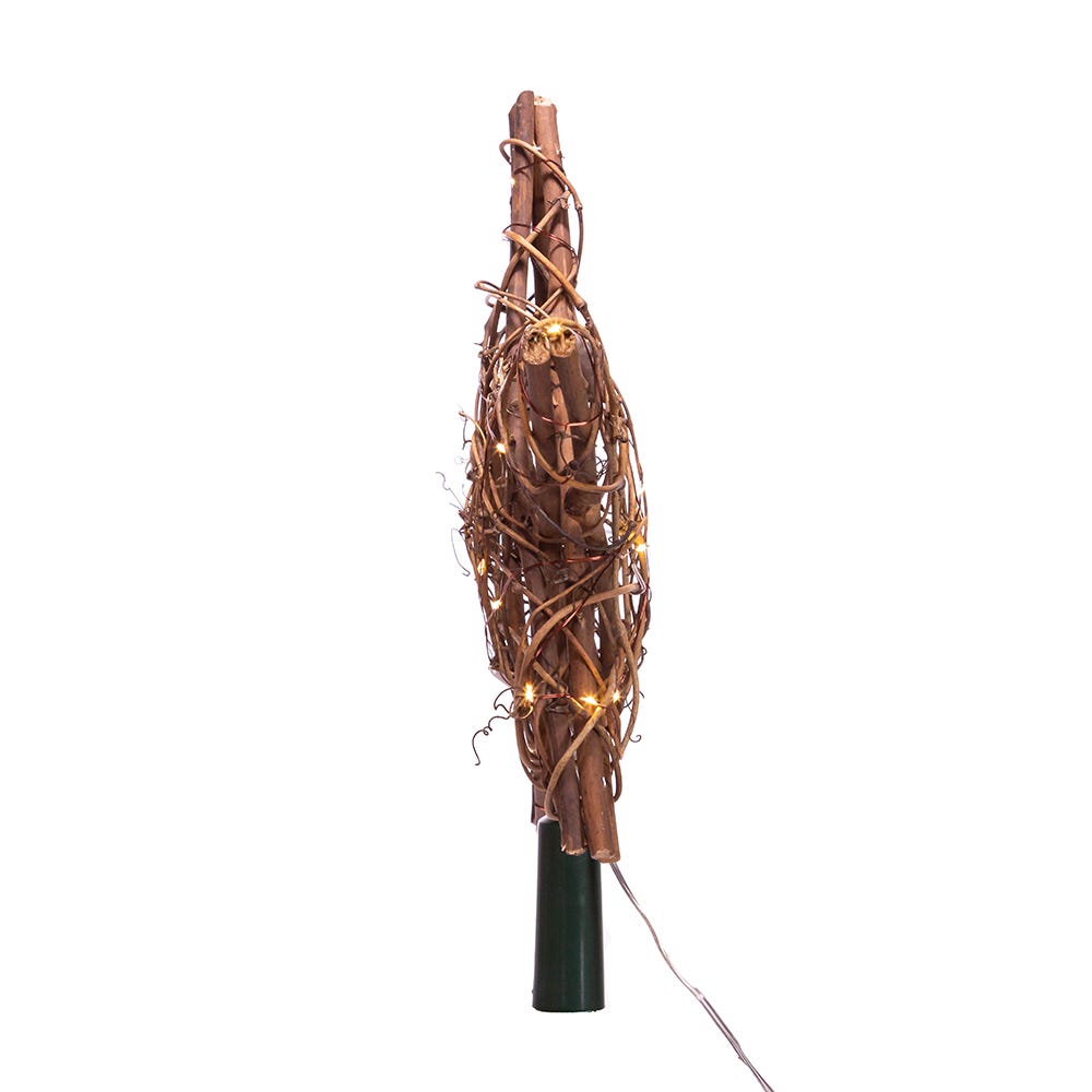 Kurt Adler 20-Light Fairy Light Natural Rattan Star Tree Topper