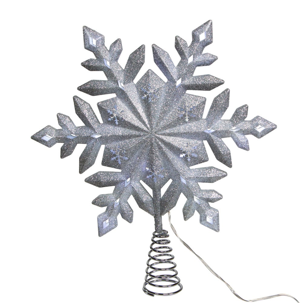 Kurt Adler 13-Inch 25-Light LED Glittered Snowflake Tree Topper