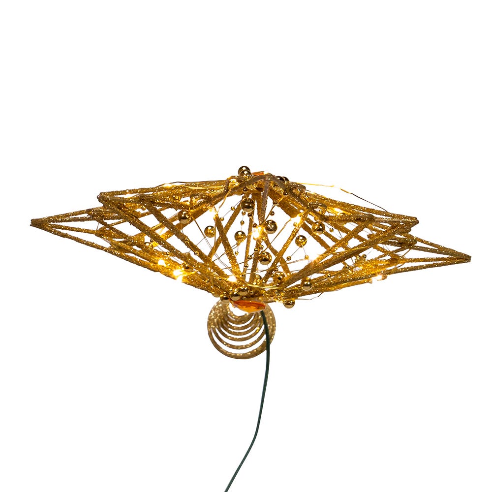 Kurt Adler 15.5-Inch 30-Light Fairy Light Gold Star Tree Topper