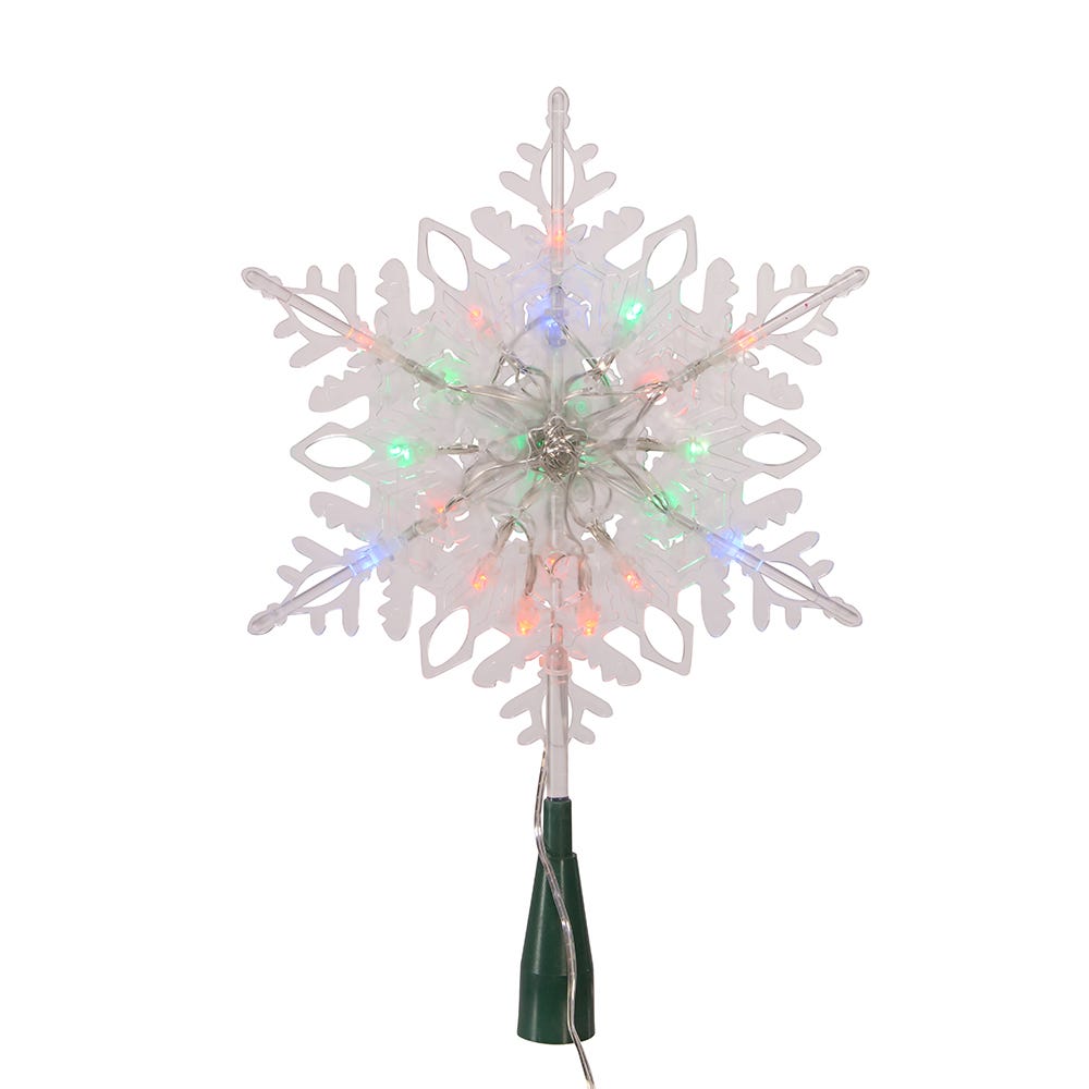Kurt Adler 20-Light 10-Inch Clear Snowflake Treetop with Color-Changing RGB LED Bulbs