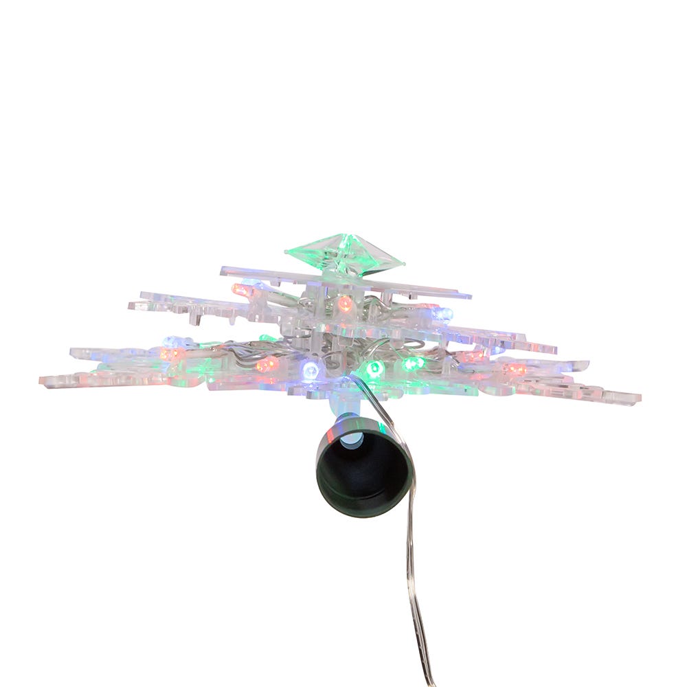 Kurt Adler 20-Light 10-Inch Clear Snowflake Treetop with Color-Changing RGB LED Bulbs