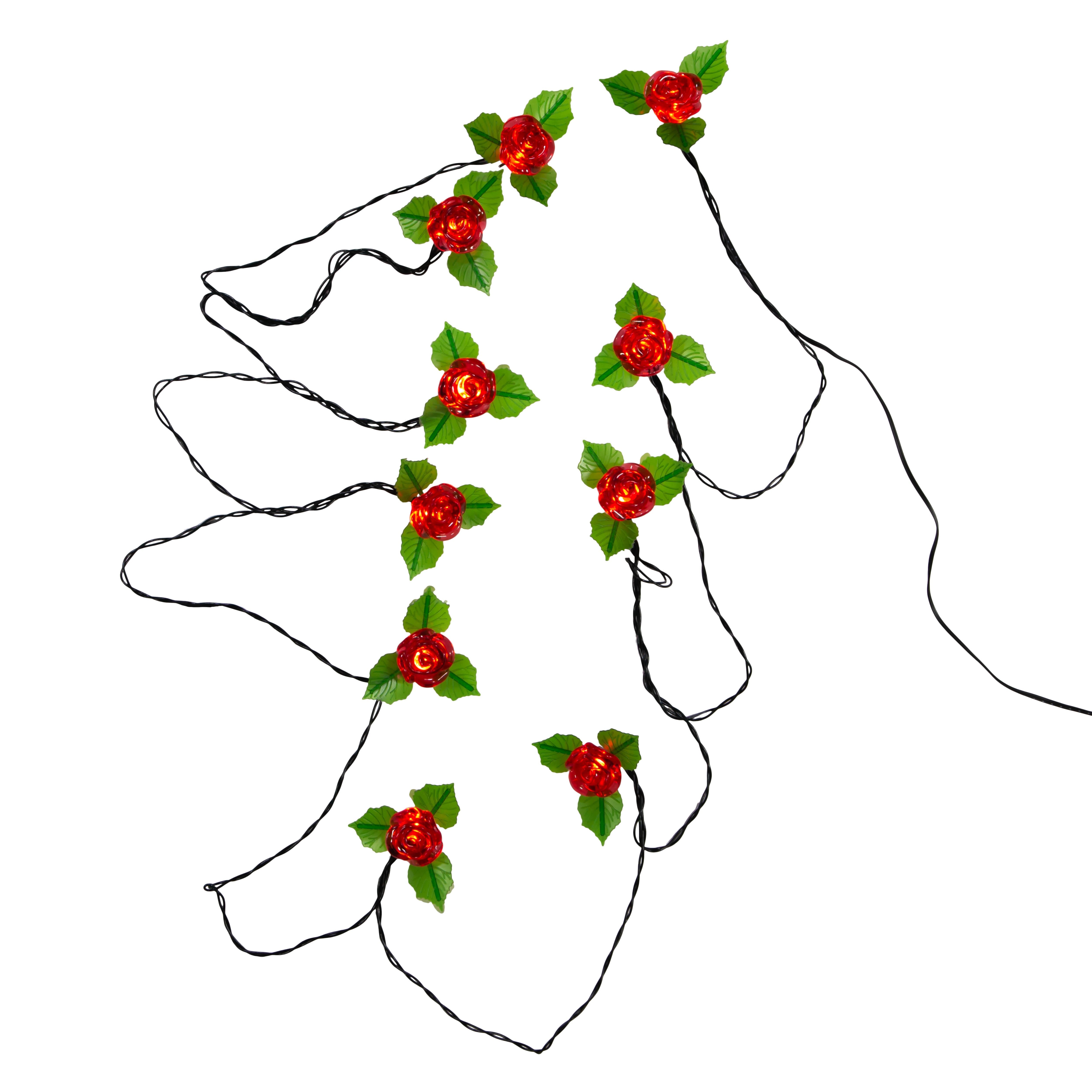 Kurt Adler UL 10-Light LED Red Rose Light Set