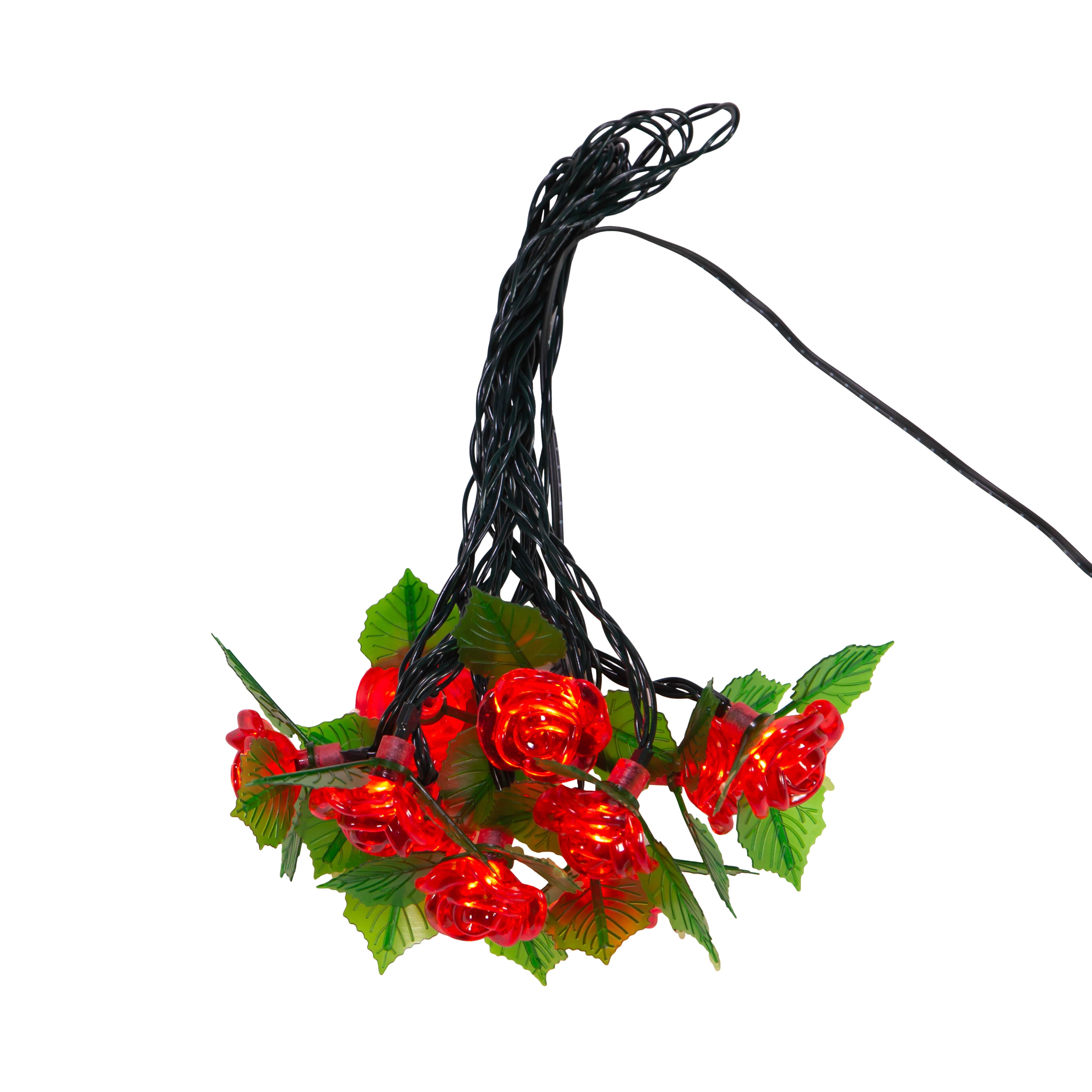 Kurt Adler UL 10-Light LED Red Rose Light Set