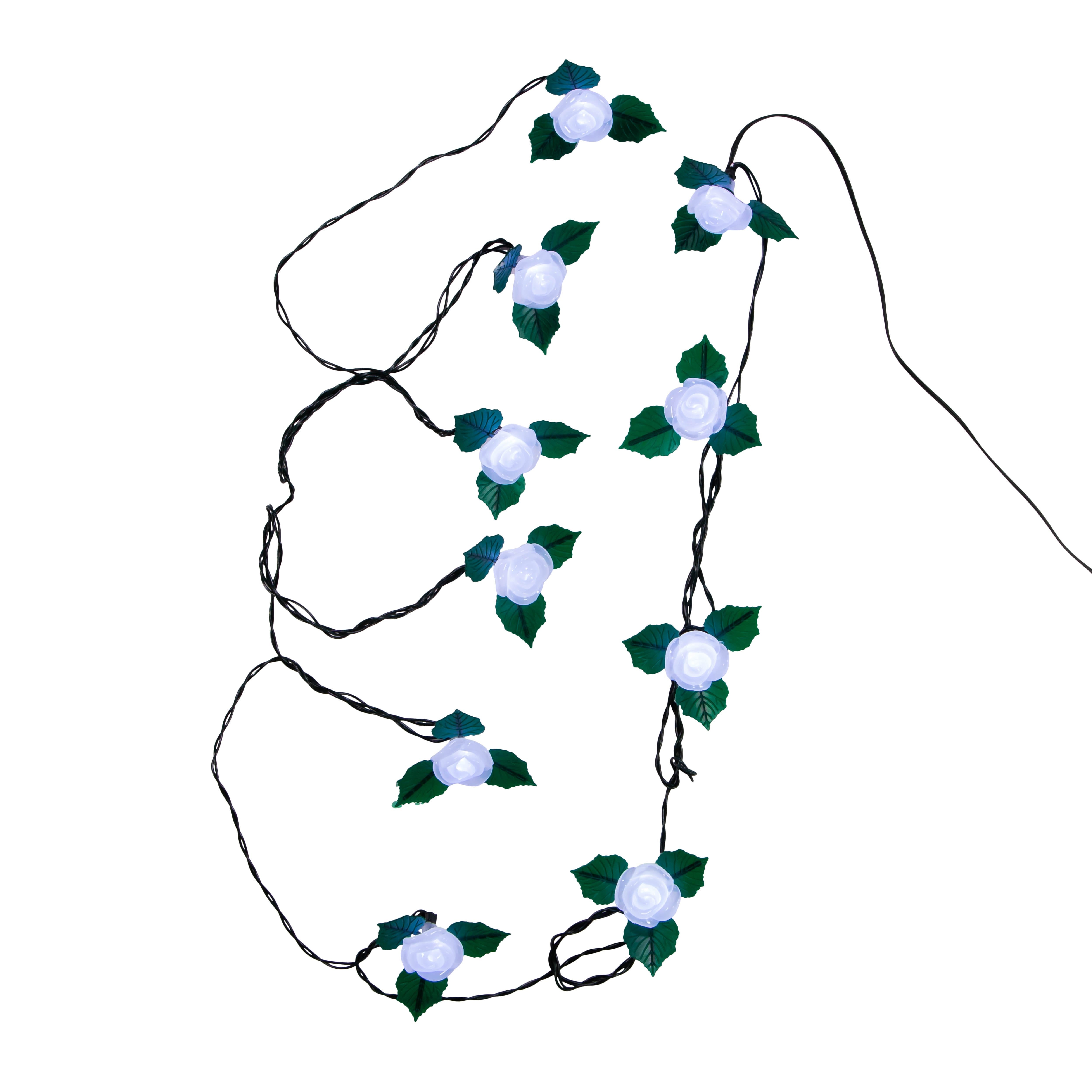 Kurt Adler UL 10-Light Cool White Frost White Rose Light Set