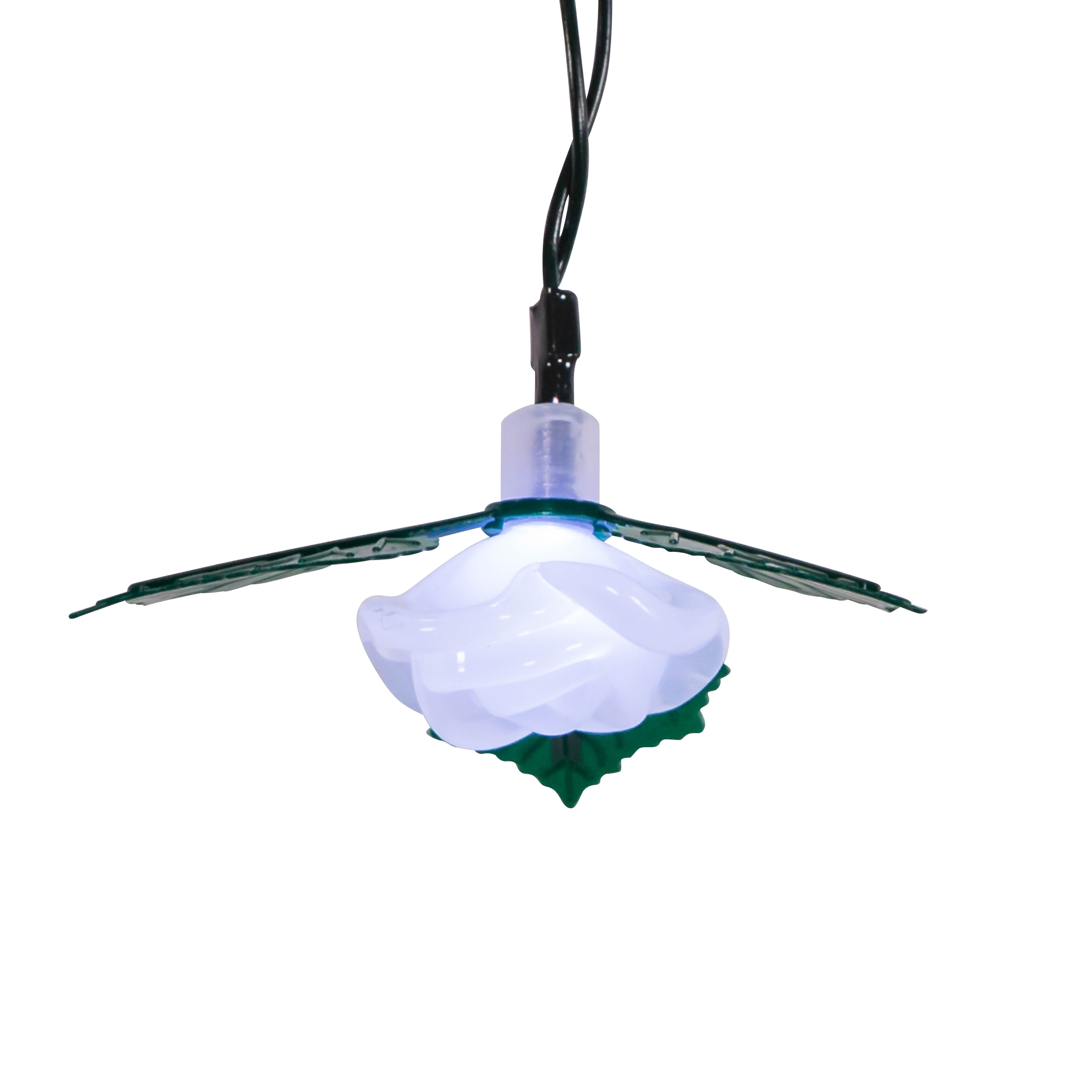 Kurt Adler UL 10-Light Cool White Frost White Rose Light Set