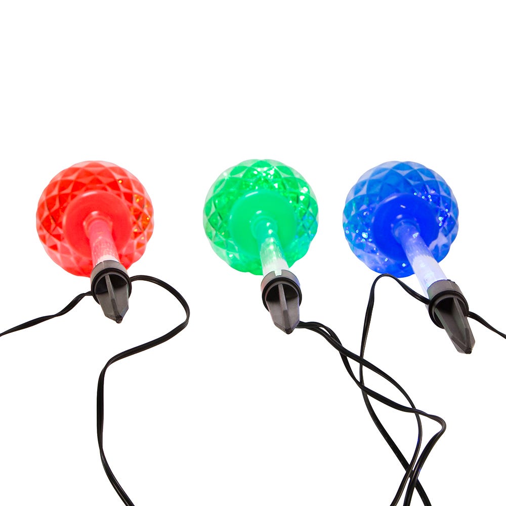 Kurt Adler 27.2-Inch Multi-Color LED Faceted C9 Yard Stakes, 3 Piece Set