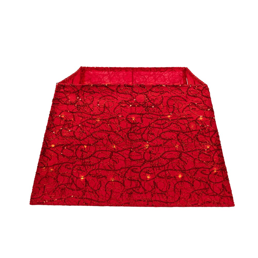 Kurt Adler 19-Inch 70-Light Warm White LED Red Square Treeskirt