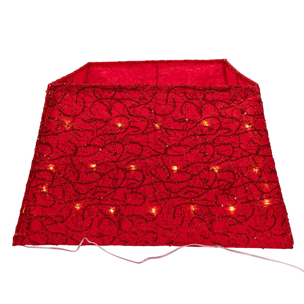 Kurt Adler 19-Inch 70-Light Warm White LED Red Square Treeskirt