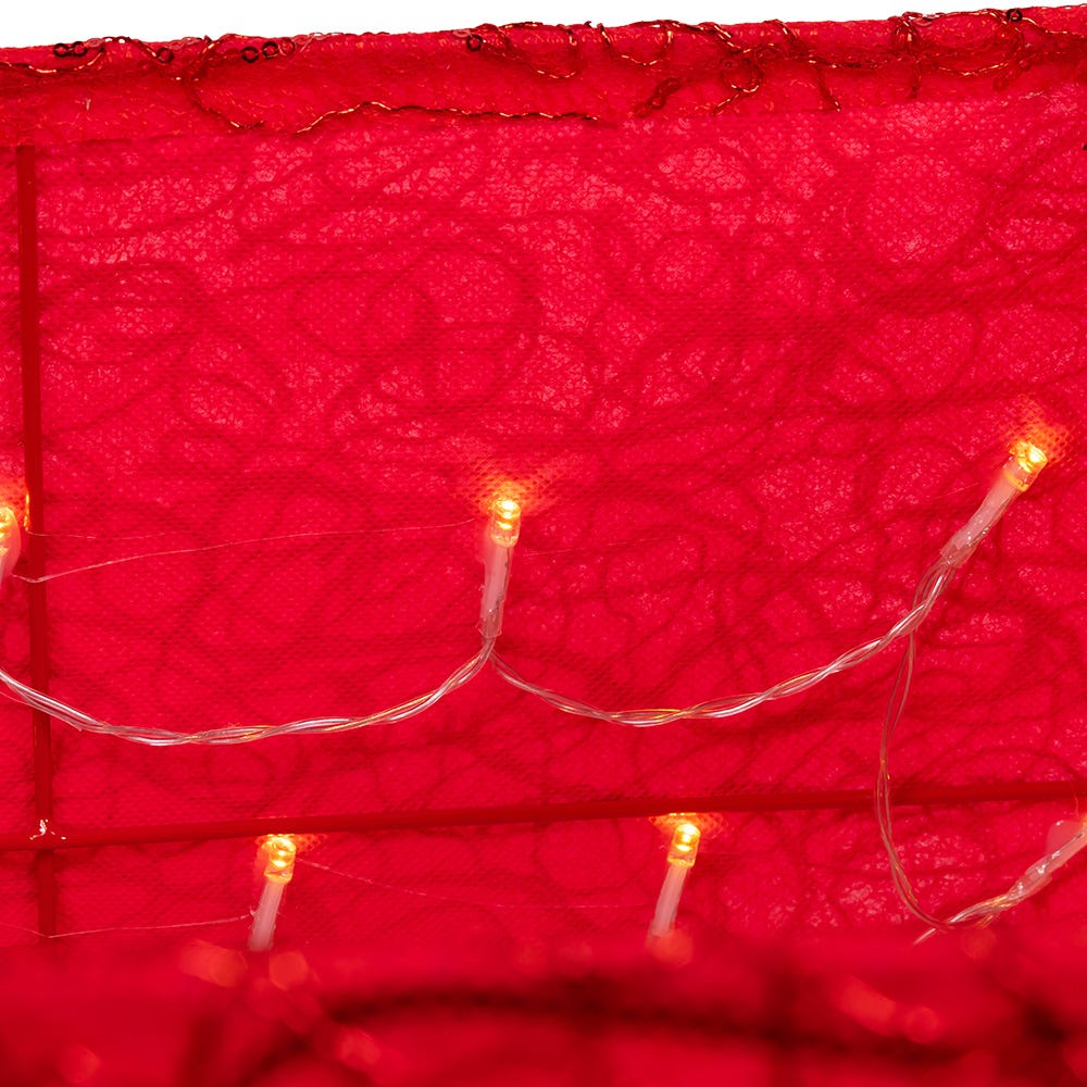 Kurt Adler 19-Inch 70-Light Warm White LED Red Square Treeskirt