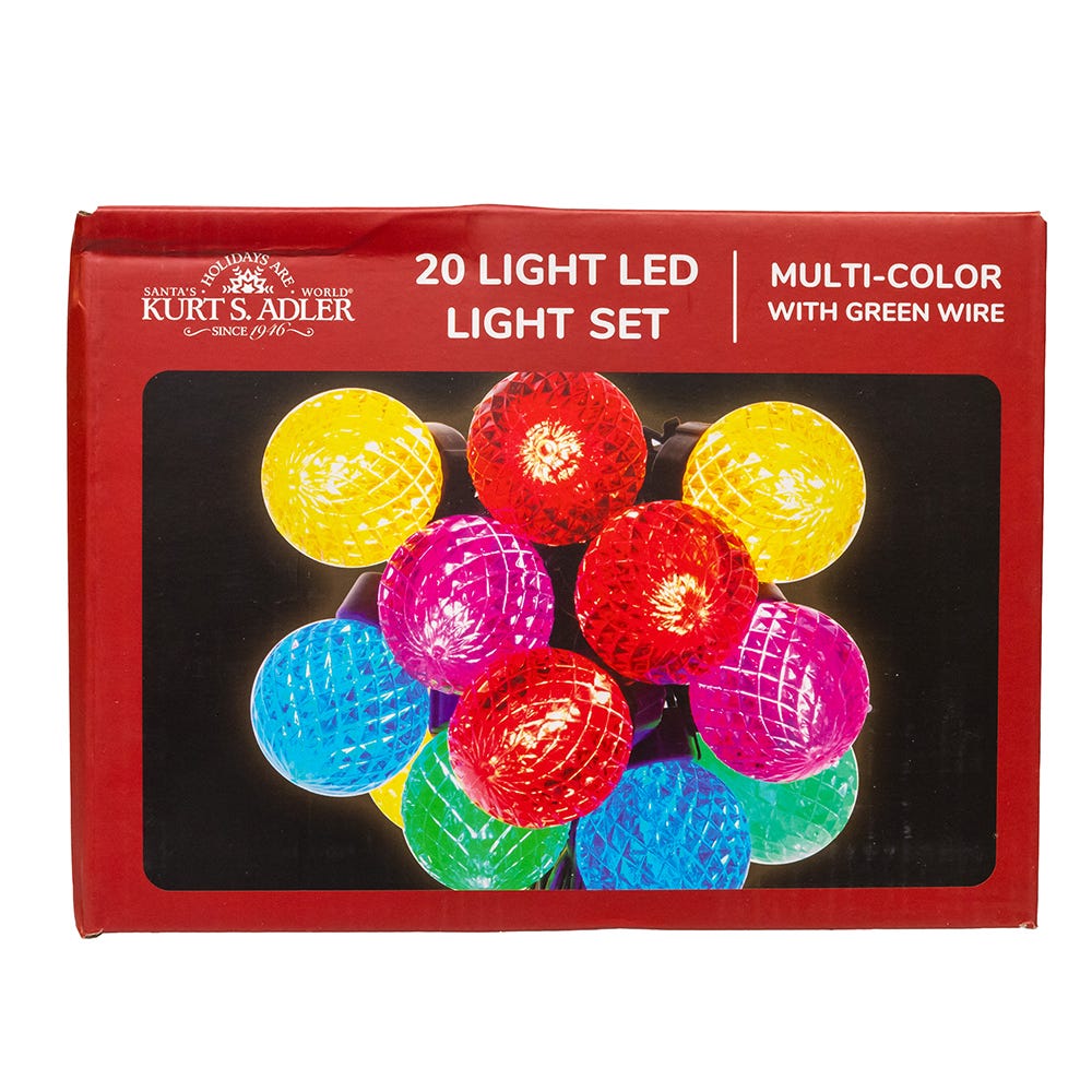 Kurt Adler vibrant UL 20-Light Multicolor G40 Faceted LED Light Set