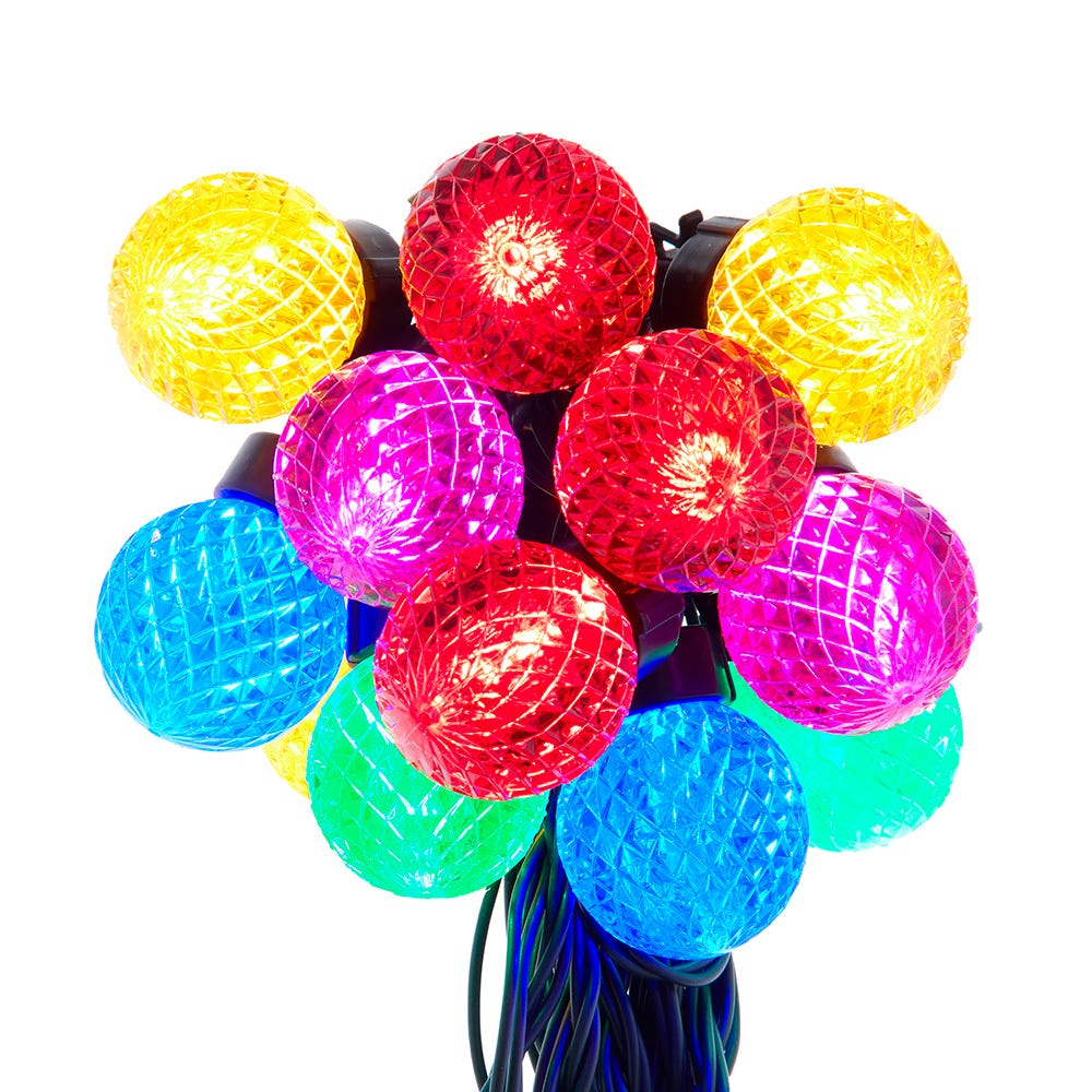 Kurt Adler vibrant UL 20-Light Multicolor G40 Faceted LED Light Set