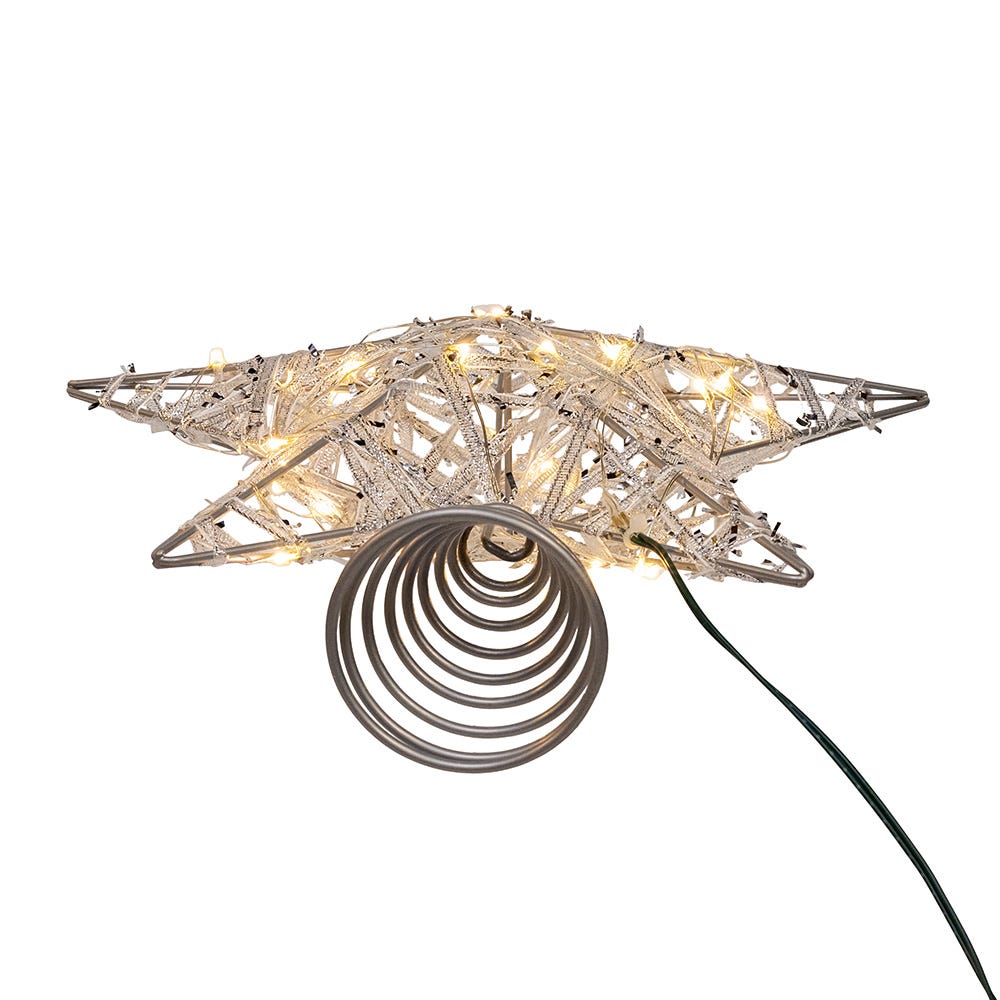 Kurt Adler 10.5-Inch 30-Light Warm White LED Fairy Light 5-Point Star Tree Topper