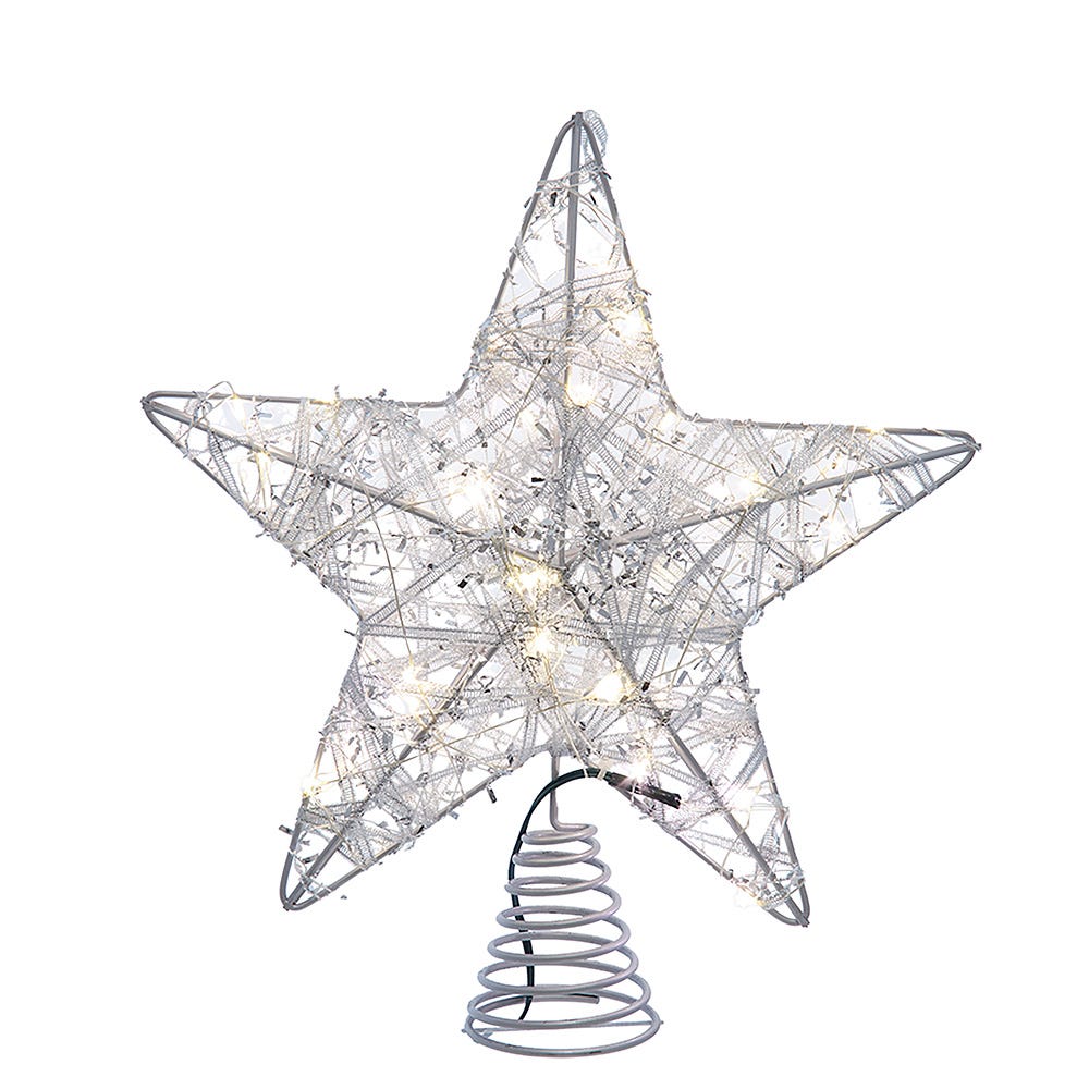 Kurt Adler 10.5-Inch 30-Light Warm White LED Fairy Light 5-Point Star Tree Topper