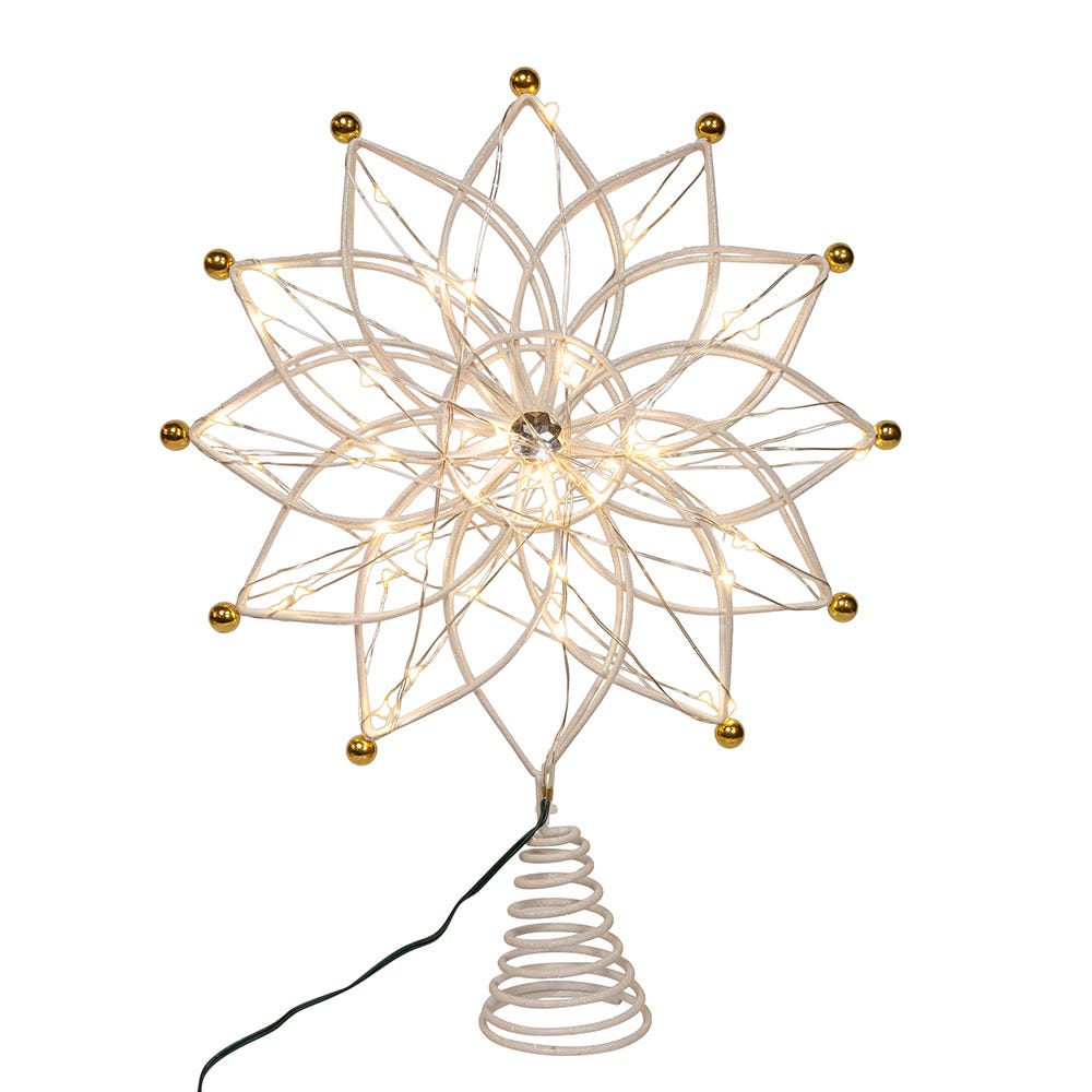 Kurt Adler stunning 14.5-Inch 50-Light Warm White LED 12-Point Star Tree Topper