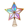 Kurt Adler 11.5-Inch UL 20-Light Multicolor Fairy Twinkle LED Gold Glitter 5-Point Star Tree Topper