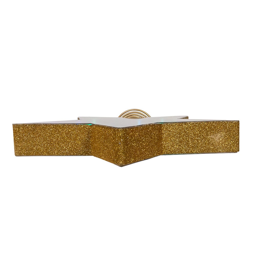 Kurt Adler 11.5-Inch UL 22-Light Multicolor Infinity Effect SMD LED Gold Glitter 5-Point Star Tree Topper