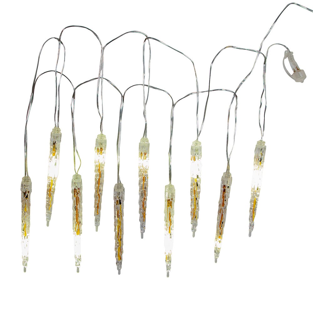 Kurt Adler 7-Inch 10-Light LED Cool White Icicle Light Set