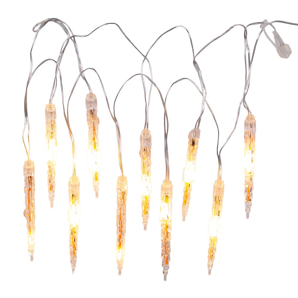 Kurt Adler 10-Light LED Warm White Icicle Light Set