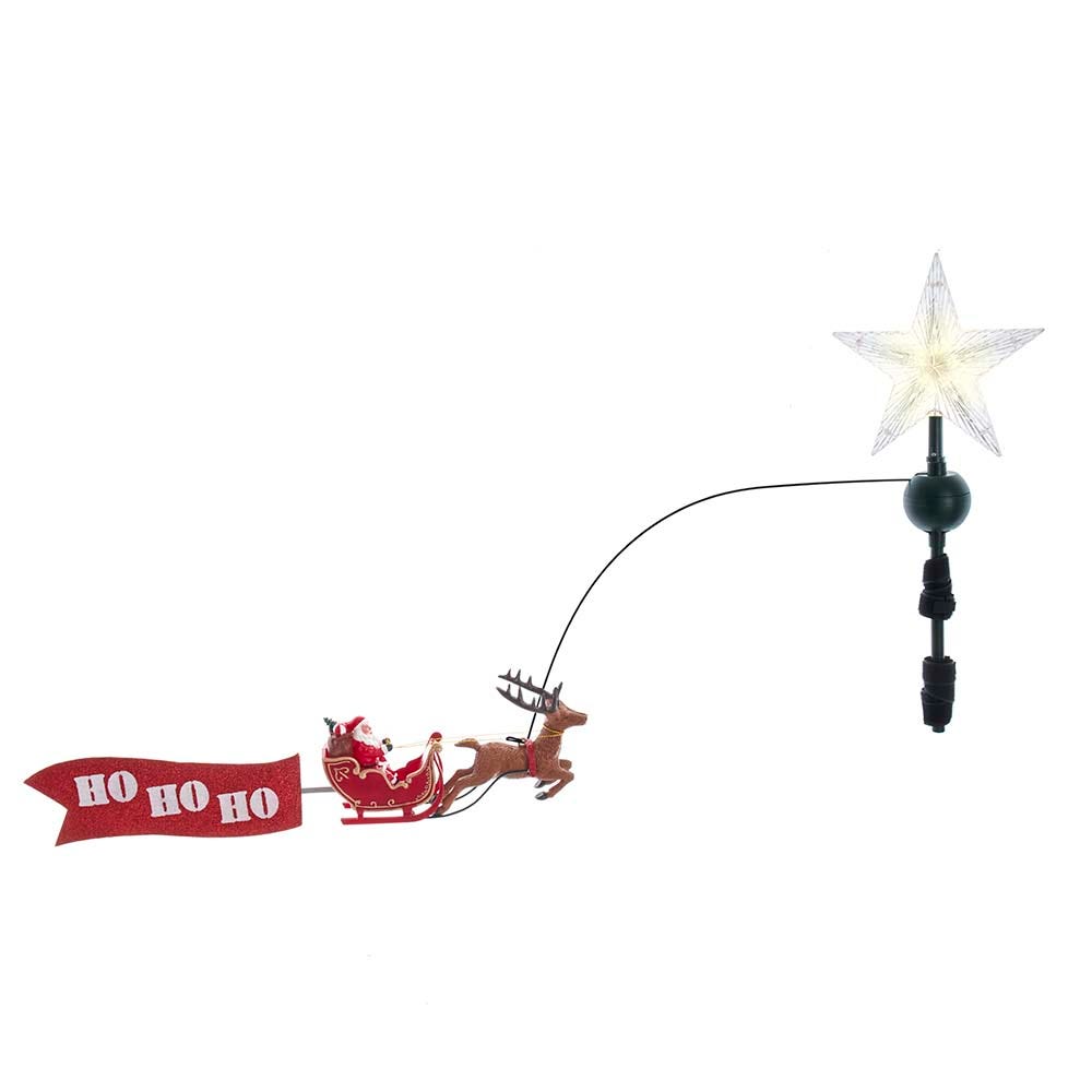 Kurt Adler 19.7-Inch LED Star Tree Topper with Rotating Santa