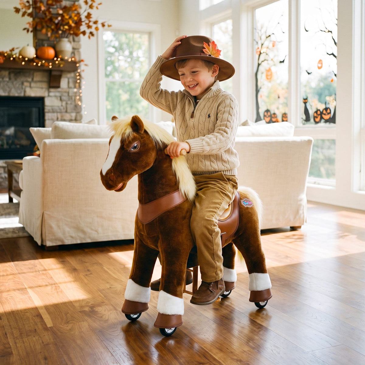 Model Y Brown Horse Rideable Toy for Age 4-7