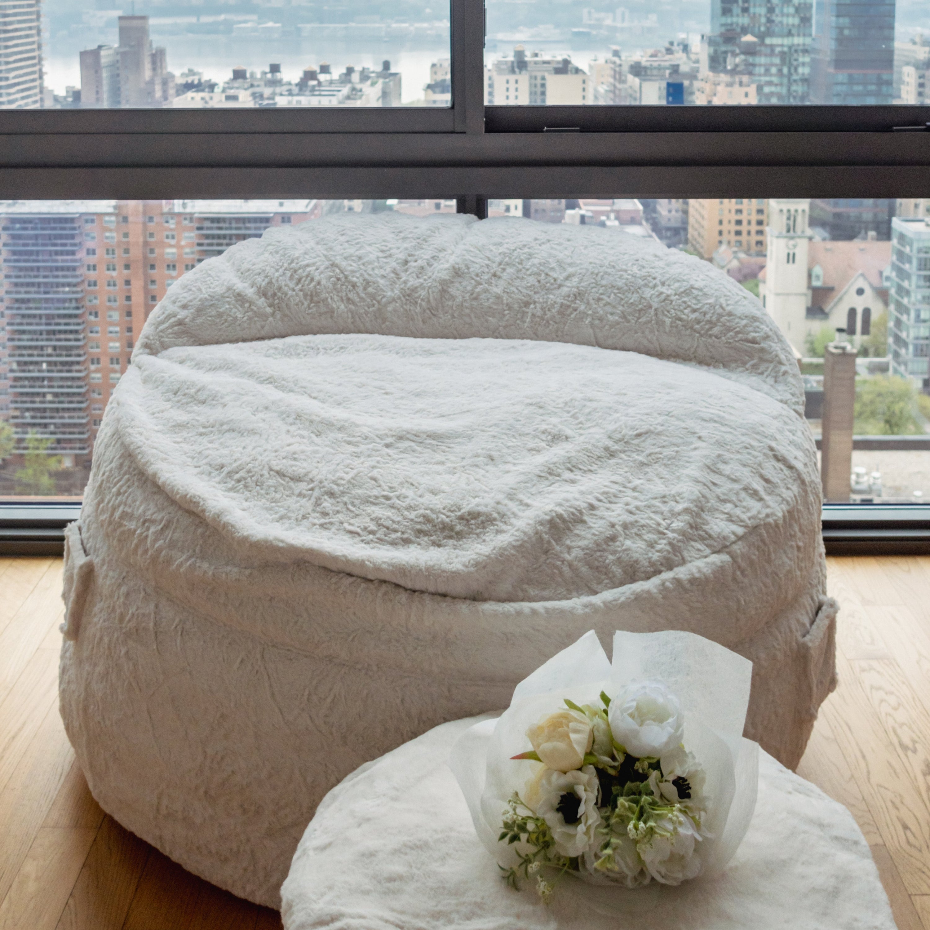 CordaRoy's Queen Faux Fur Nest Convertible Bean Bag Chair