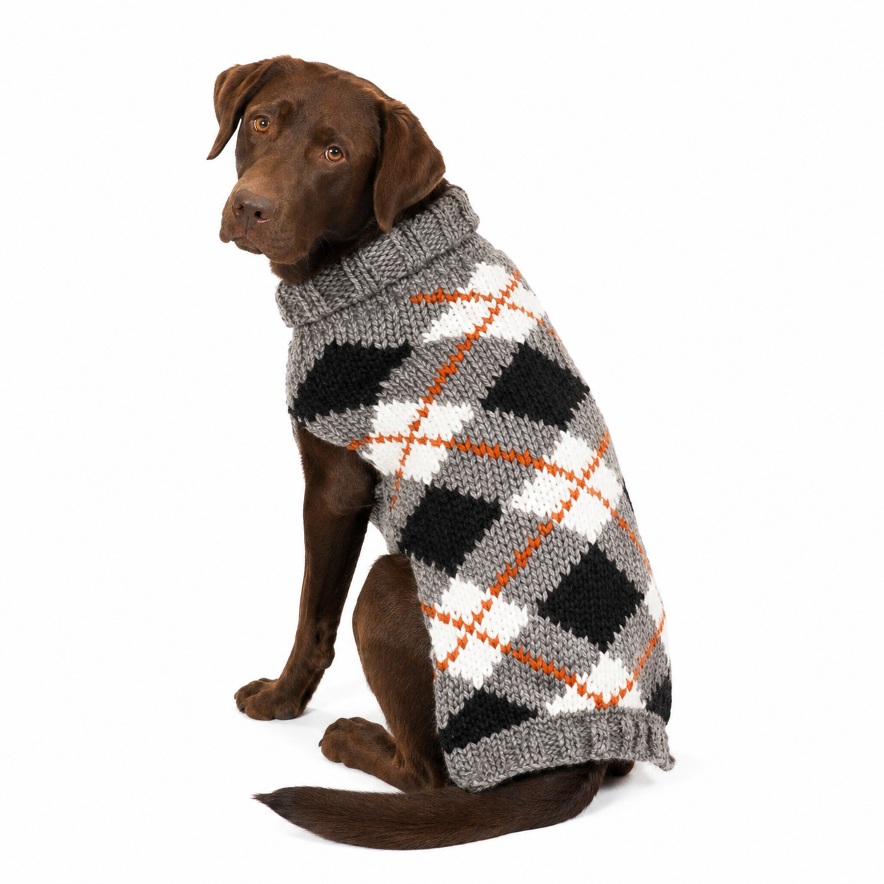 Chilly Dog Alpaca Argyle Dog Sweater