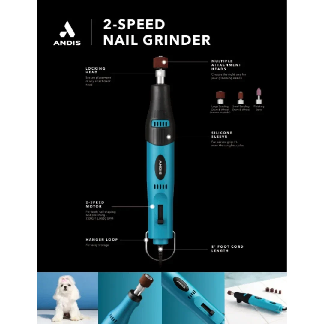 Andis Easy Clip 2 Speed Nail Grinder Teal