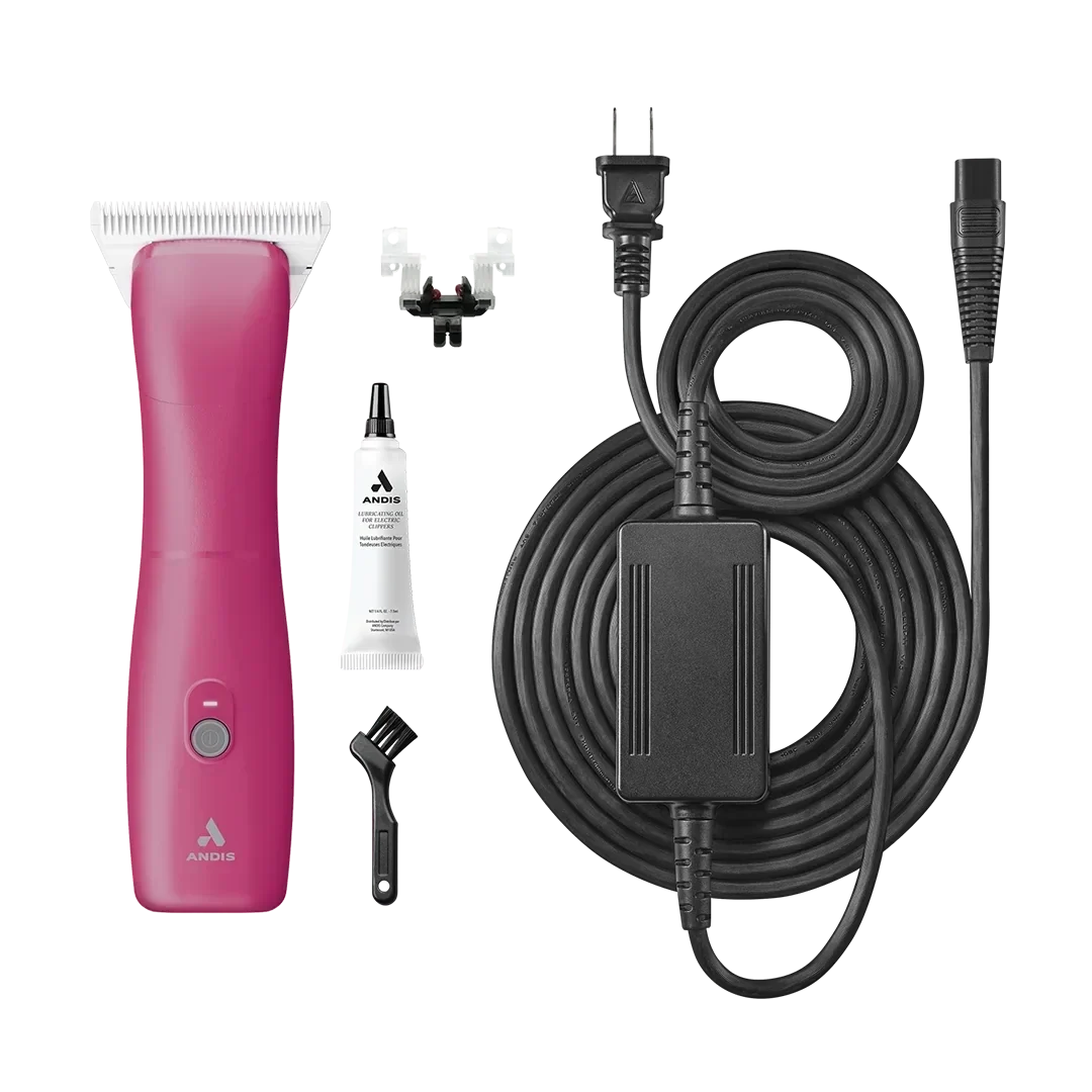 Andis Dog Emerge Clipper Pink with #30W Blade and Free 8Pc Wide Blade Comb Attachment Set