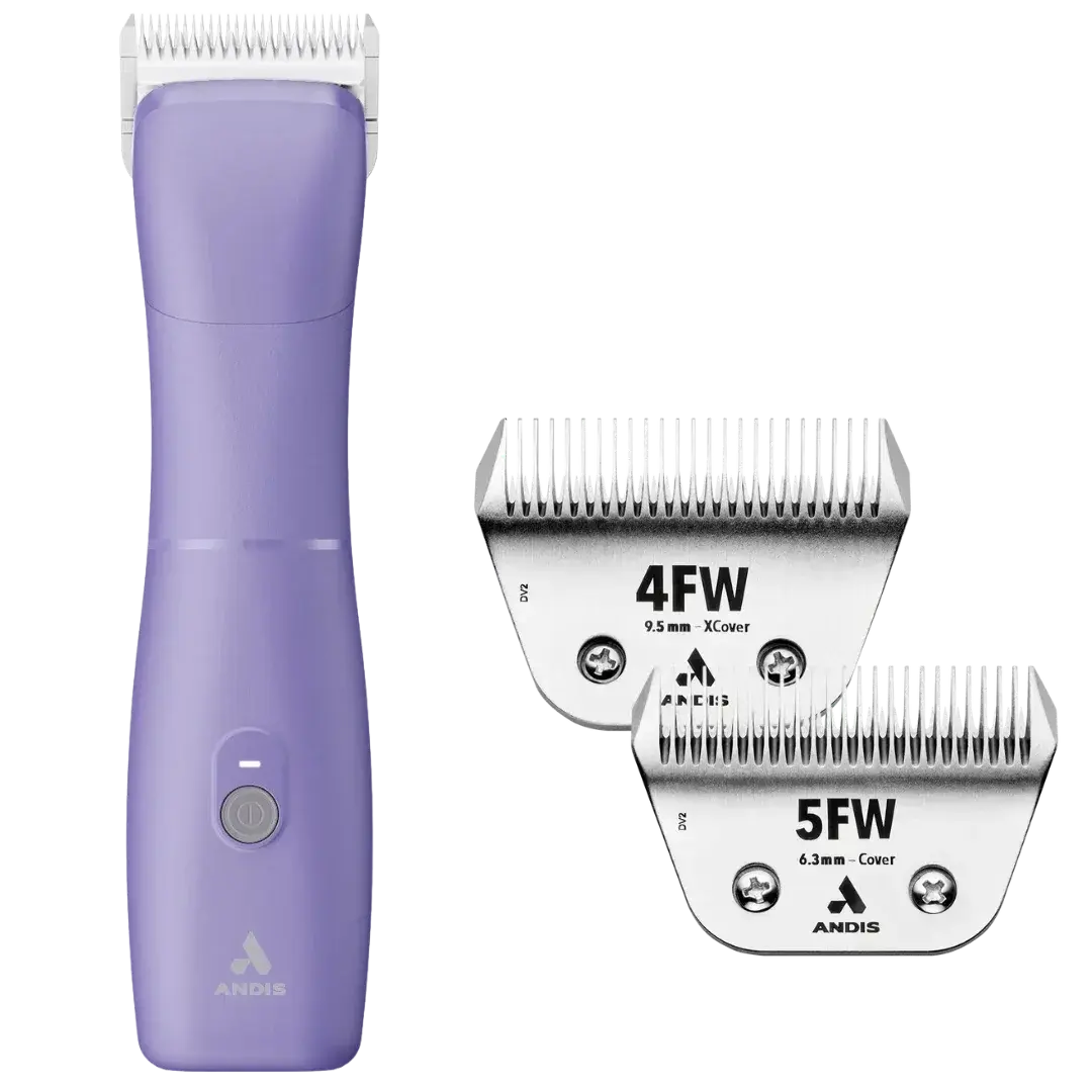 Andis Dog Emerge Purple Clipper with 4FW and 5FW Blades