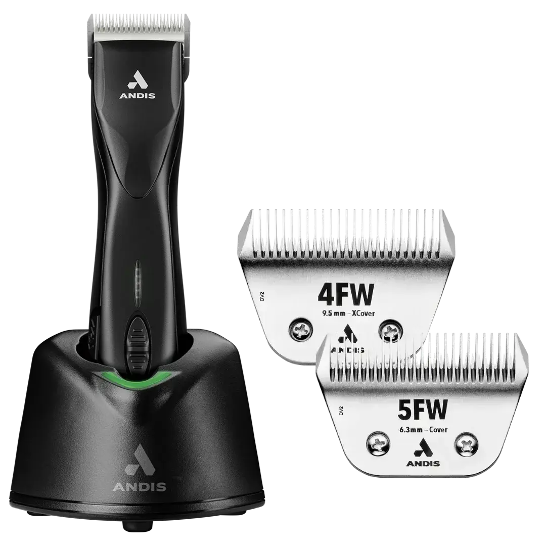 Andis Dog Pulse ZR II Black Clipper with 4FW and 5FW Blades