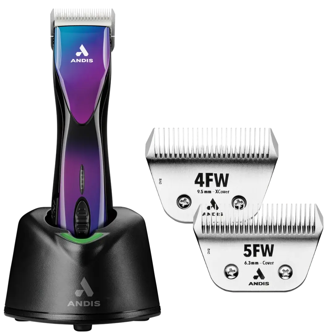 Andis Dog Pulse ZR II Purple Clipper with 4FW and 5FW Blades