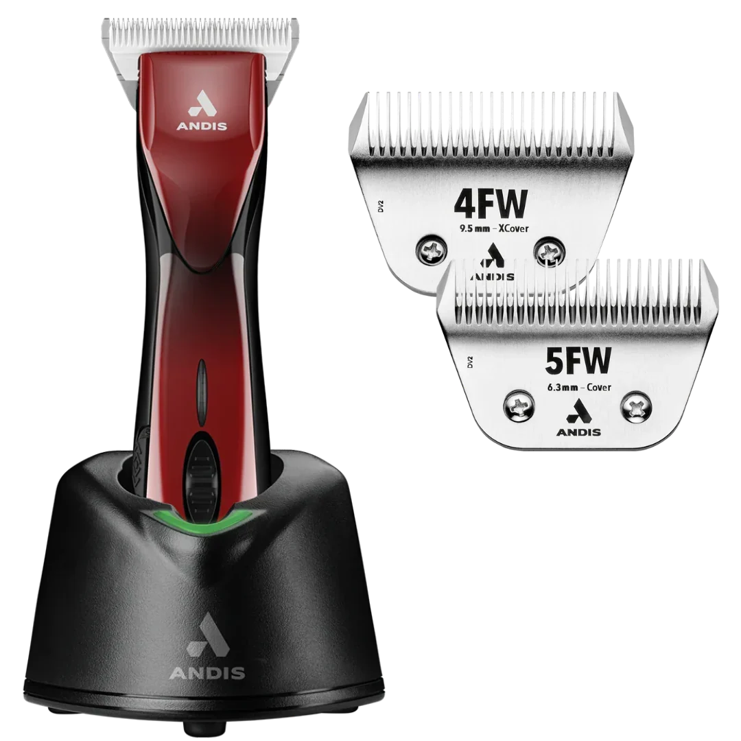 Andis Dog Pulse ZR II Red Clipper #30W and with 4FW and 5FW Blades