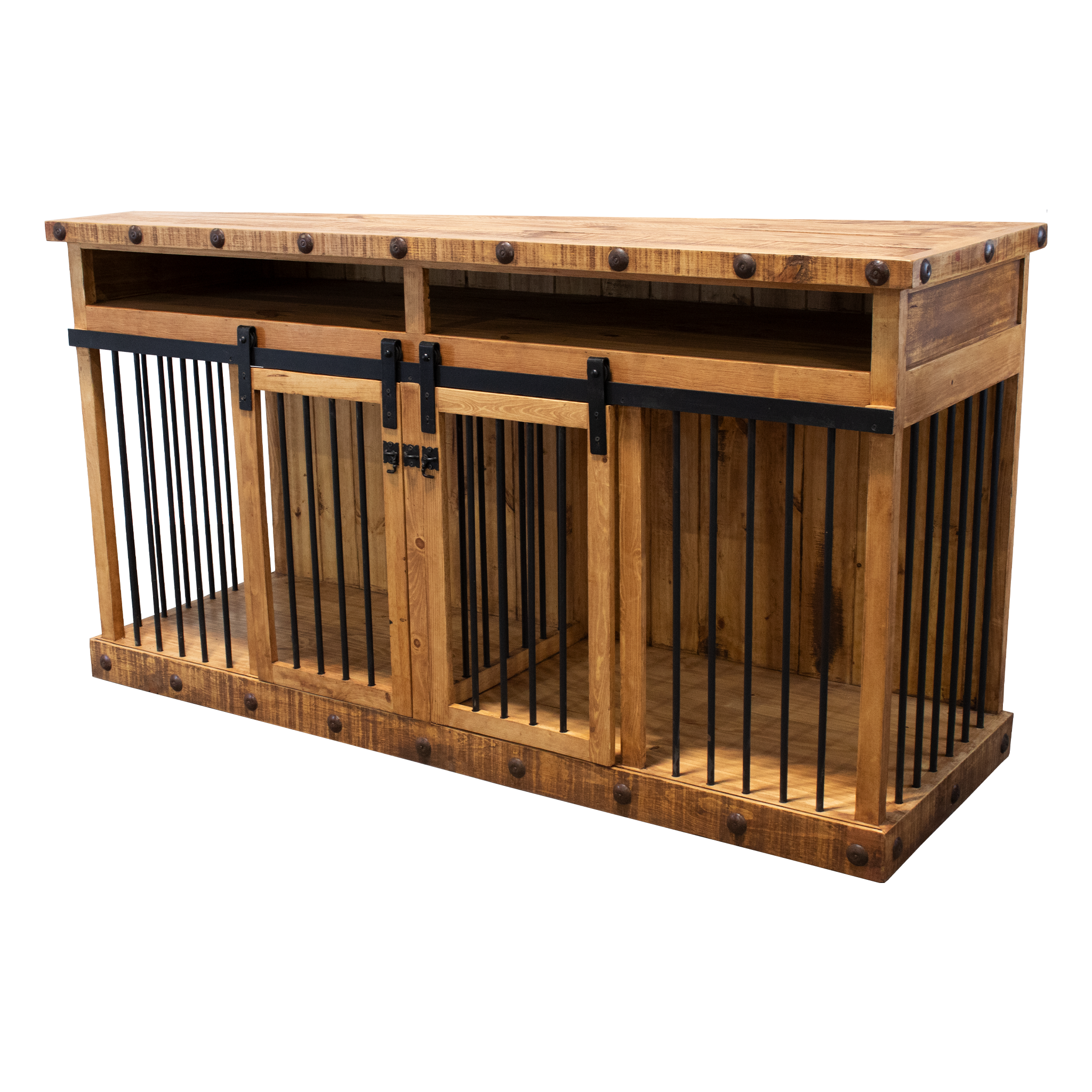 Oasis Large Dog Rustic Wood Kennel in Medium Wax
