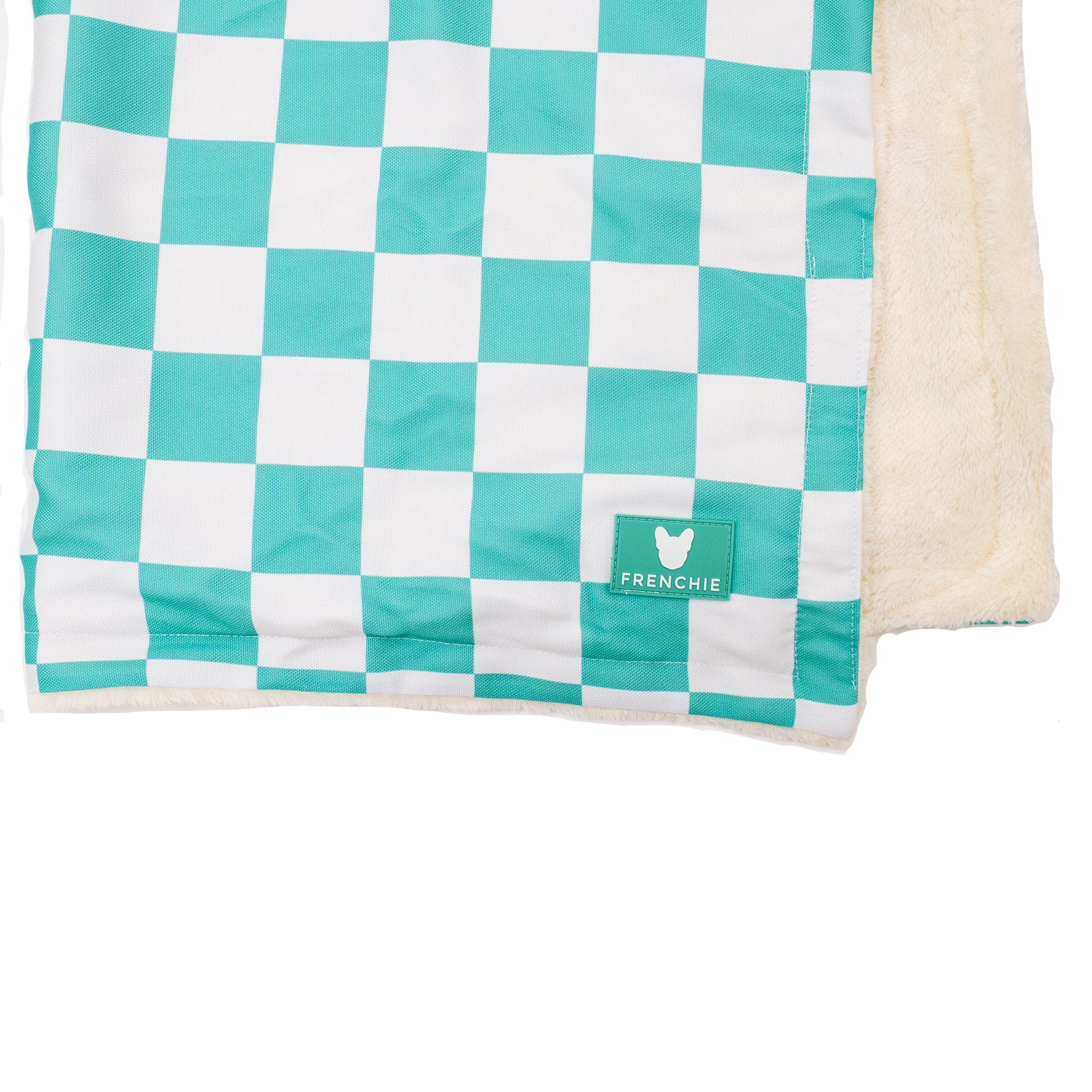 Frenchie Blanket - Aqua Checkered