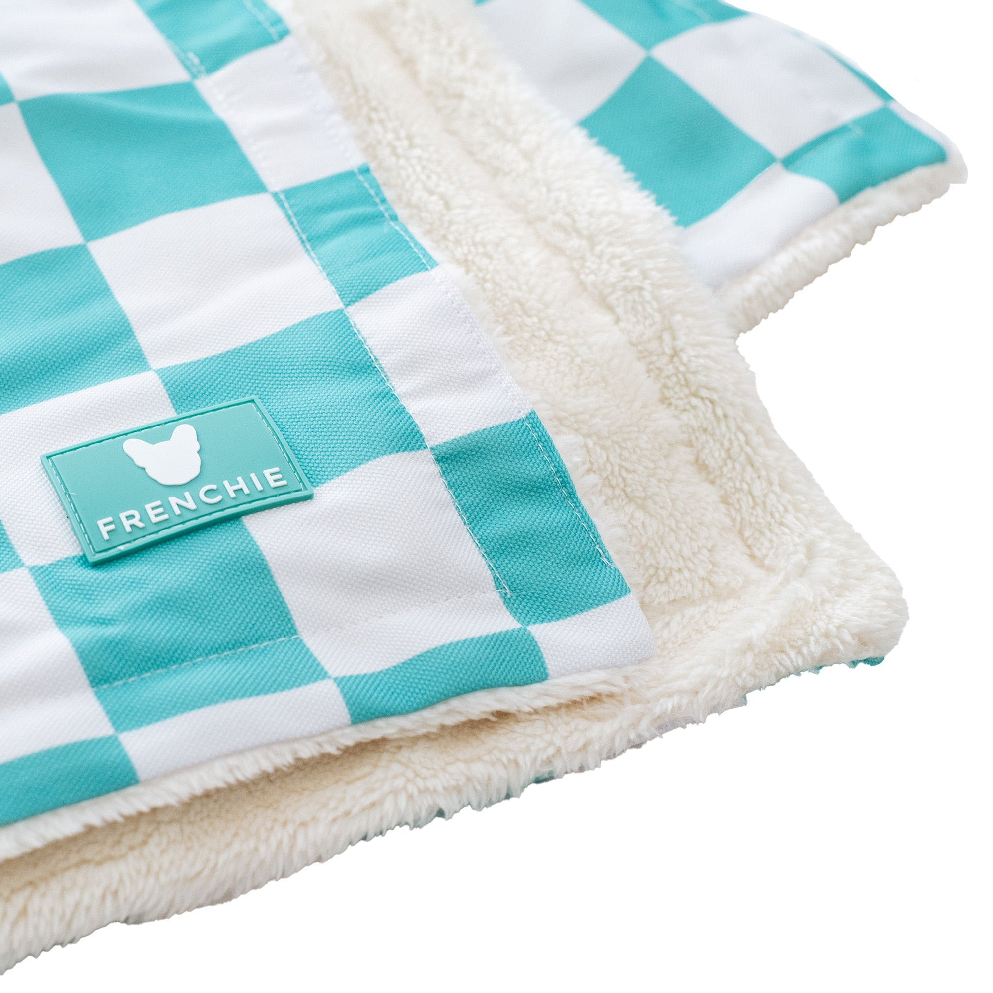 Frenchie Blanket - Aqua Checkered