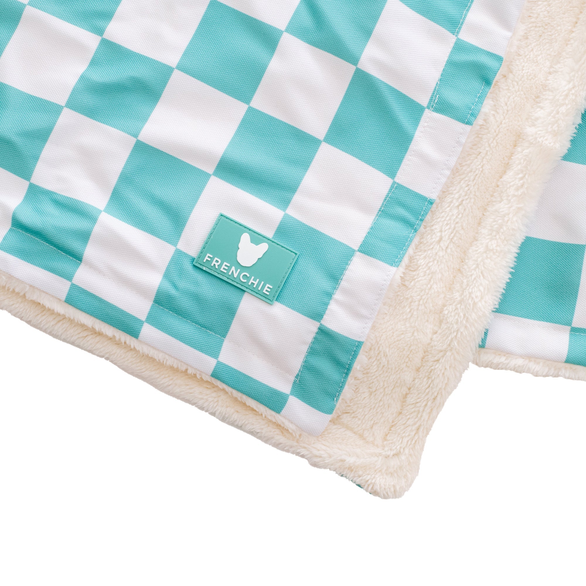 Frenchie Blanket - Aqua Checkered