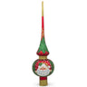 Santa and Mistletoe on Red Glass Christmas Tree Topper 11 Inches