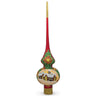 Snow Covered Winter Village Red Glass Christmas Tree Topper 11 Inches