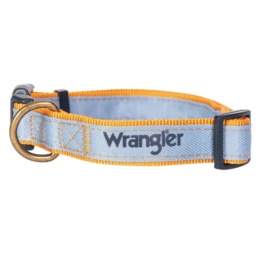 Wrangler® Light Wash Denim Harness, Collar & Lead Set