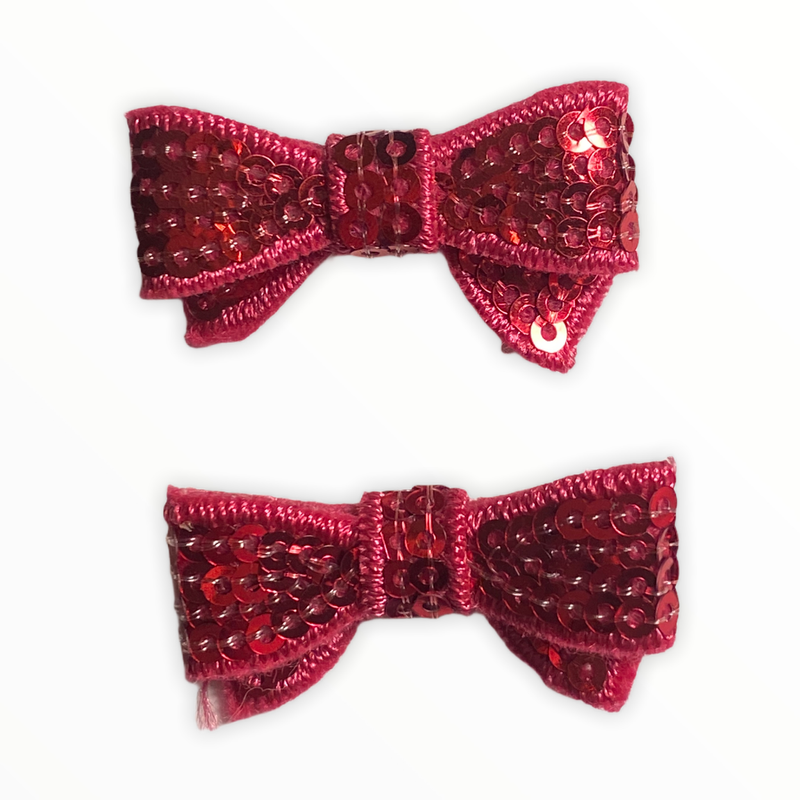 Mini Sequin Dog Hair Bow Clips