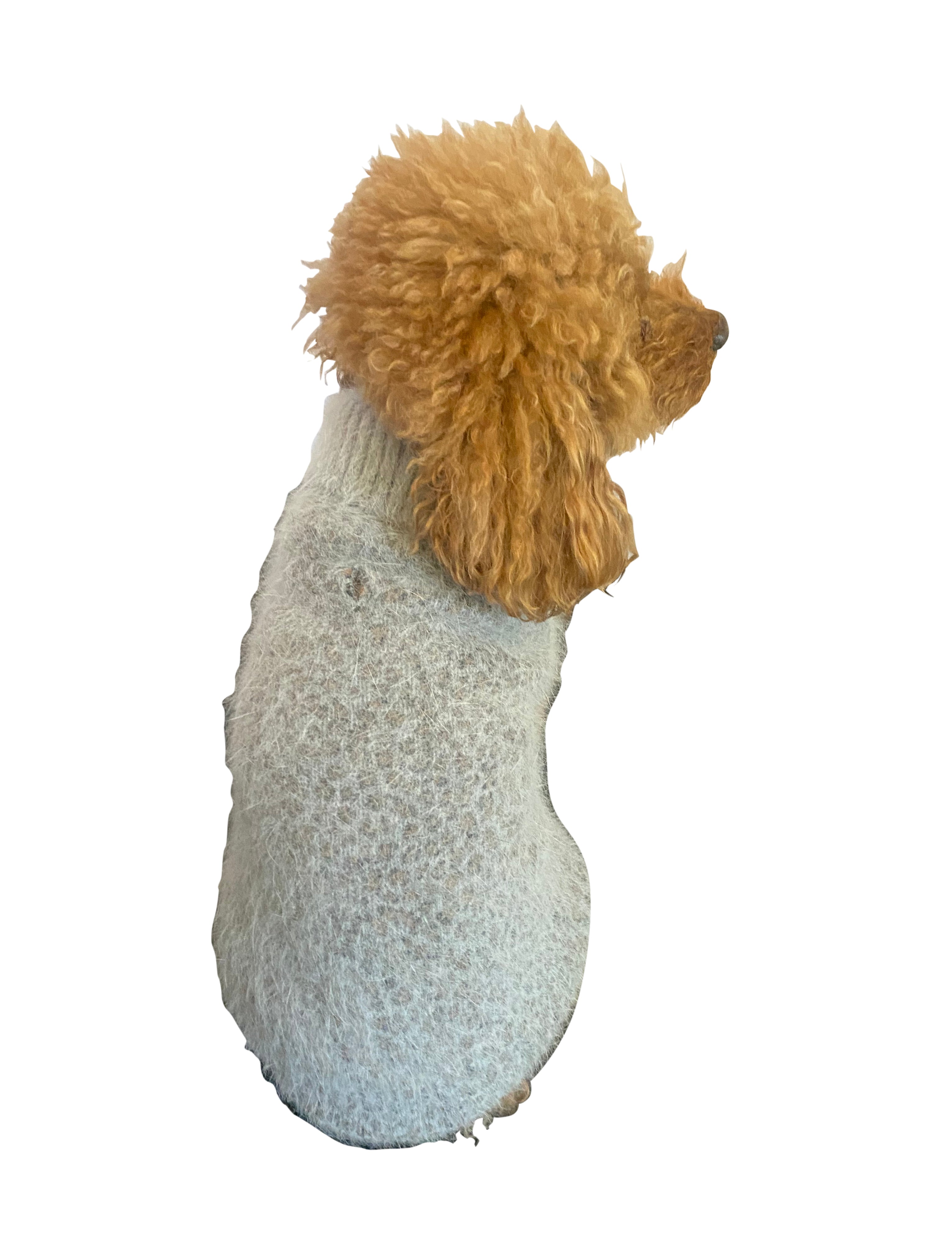 Baby Cheetah Furry Dog Sweater, Grey