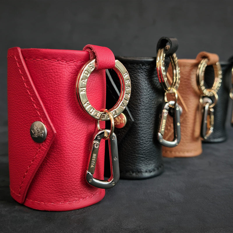 Bestia Dog Gear Bestia Designer Poop Bag Holder Genuine Leather Black pet supplies