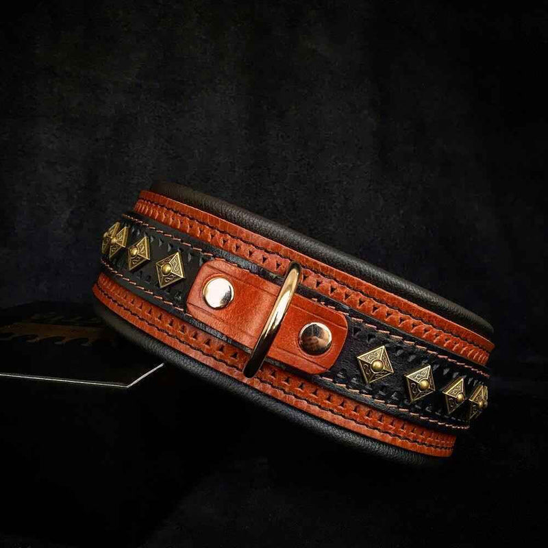 Bestia Balteus Brown Leather Dog Collar