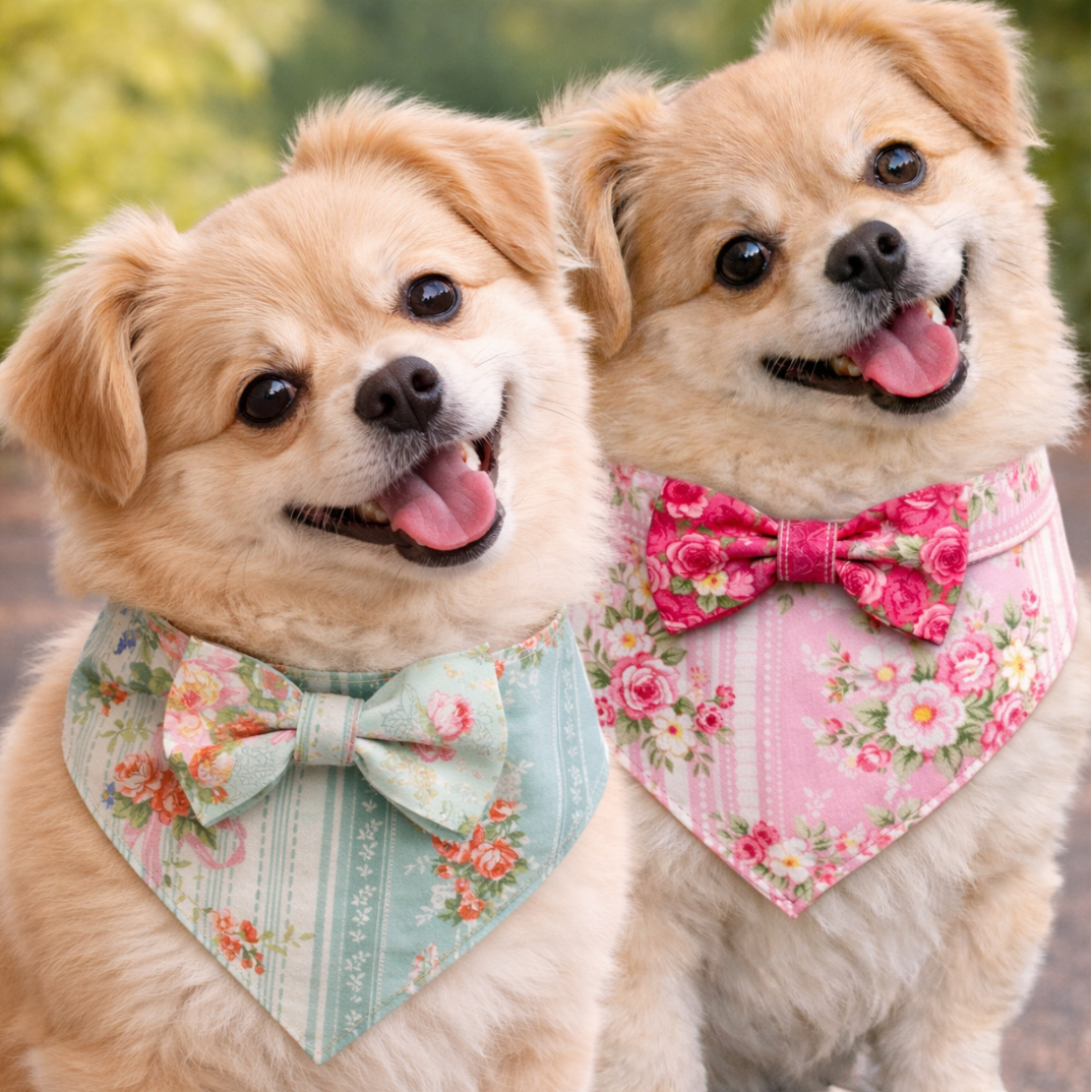 Heads or Tails Pup Vintage Floral Dog Bandana