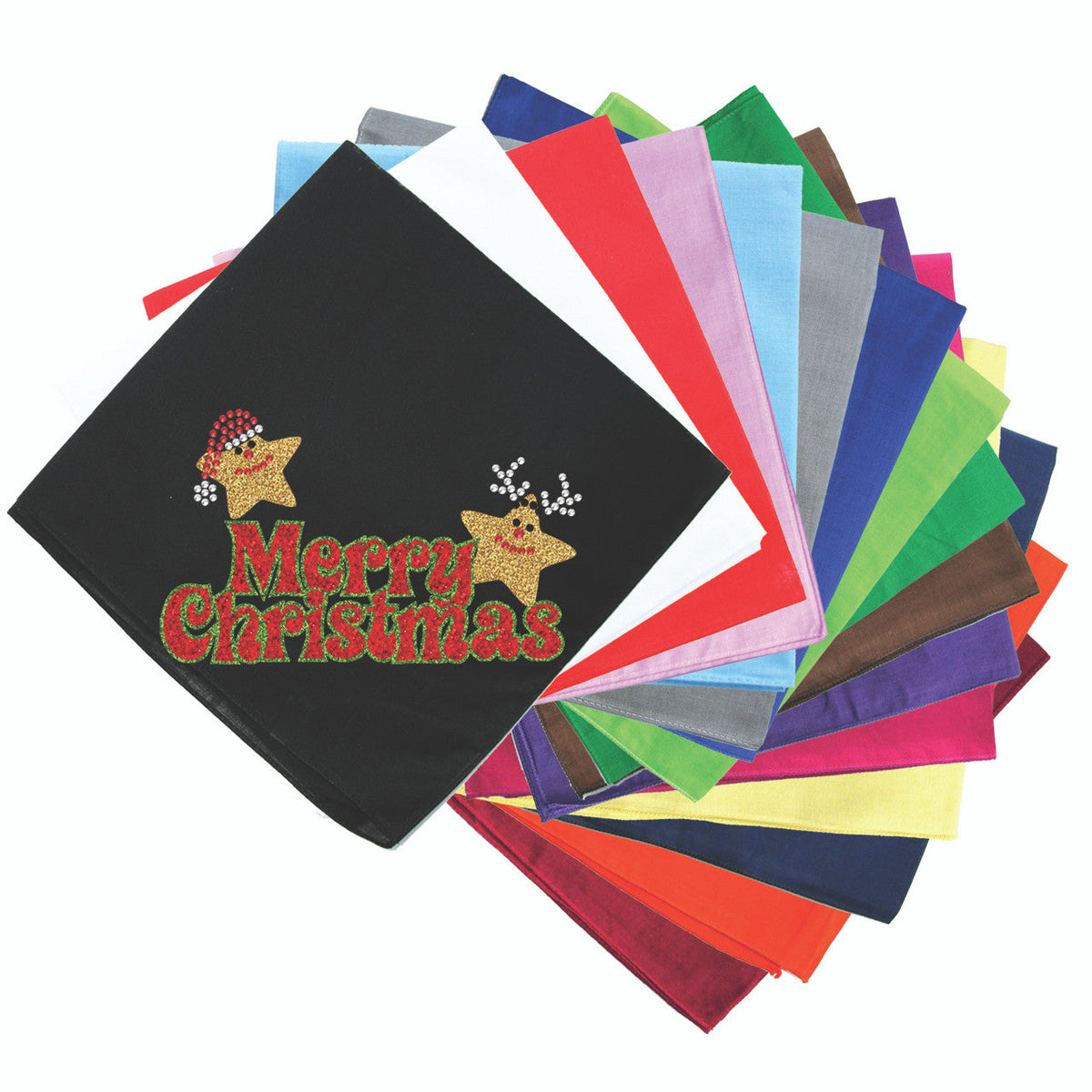 Merry Christmas Glitter Stars - Bandana
