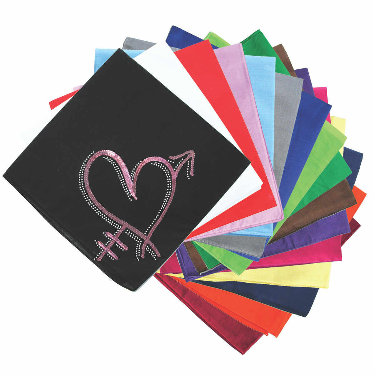 Pink Sequin Heart with Arrow Bandanna